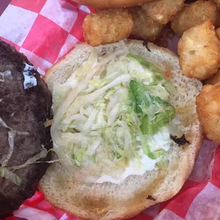 Large double. Lacking in condiments.