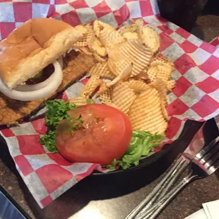 1/2 pork tenderloin and chips.