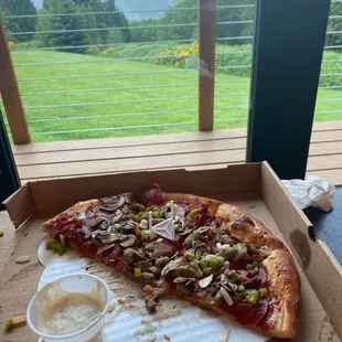 a half eaten pizza