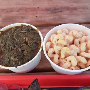 Greens and mac 'n cheese