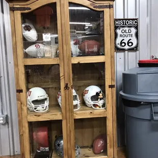 This is the rest of the sports memorabilia. Elgin's idea of a sports bar.