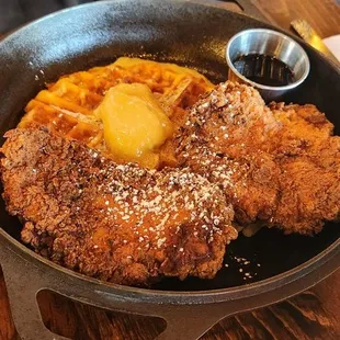 The mother load aka chicken and waffles.