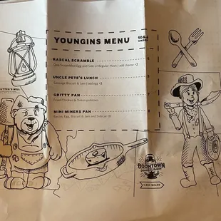 Kids menu
