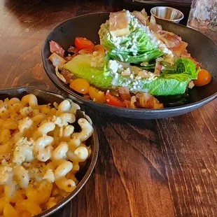 Wedges salad and side of mac and cheese.