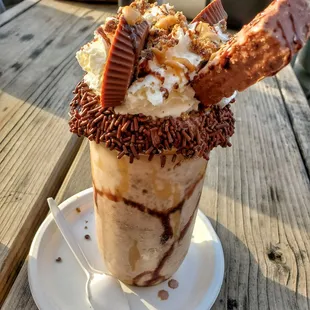 a cup of ice cream and chocolate