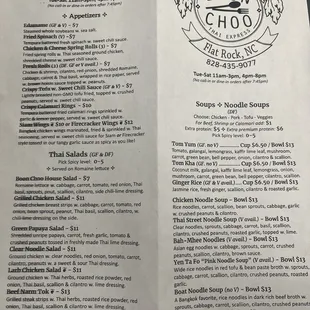 Menú - front and back