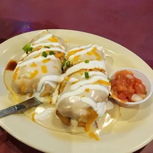 Smoked pork enchiladas