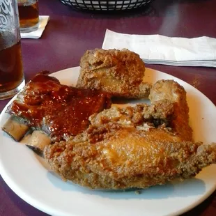 Fried chicken and BBQ ribs