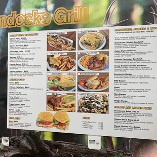 a menu on a food truck