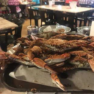 a large pile of crabs