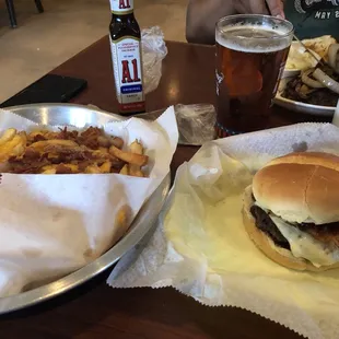 Bacon cheeseburger with loaded fries