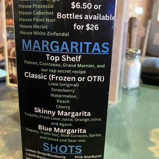 Drink menu
