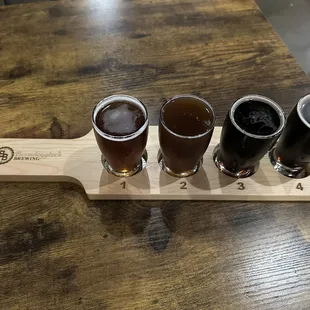 a flight of beers