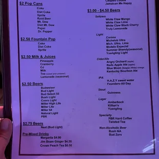 the menu