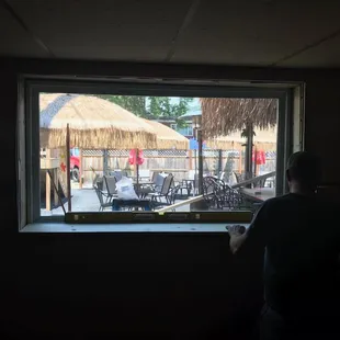Our NEW Window to the Beer Garden/Tiki bar out back..