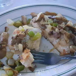 Grilled chicken, no bun. Swiss cheese, grilled onion, peppers and mushrooms! Yummy!