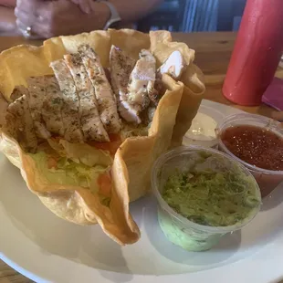 Taco salad with grilled chicken.