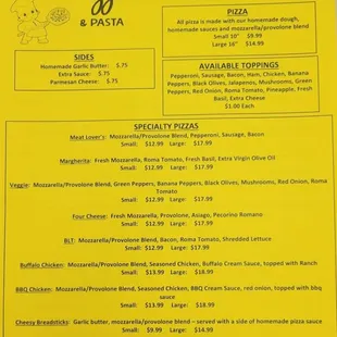 menu