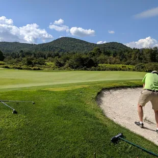 16th hole, greenside bunker.