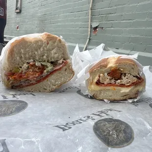 Chicken caprese and Italian sandwich! We couldn't decide so we split both!