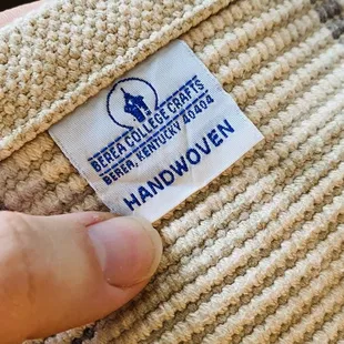 Handwoven textiles from the college in the hotel rooms