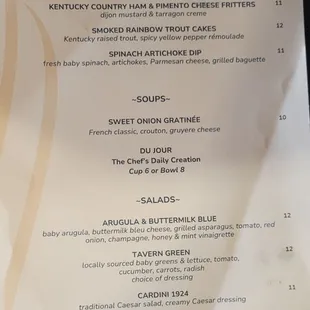 Dinner Menu