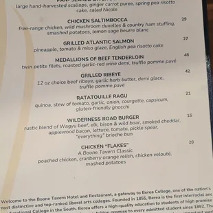 Dinner Menu