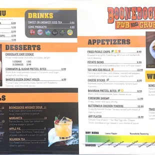 Boonedocks Menu