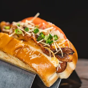 Hot Brown Dog 
A Kentucky spin on the classic.