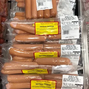 Skinless hotdogs