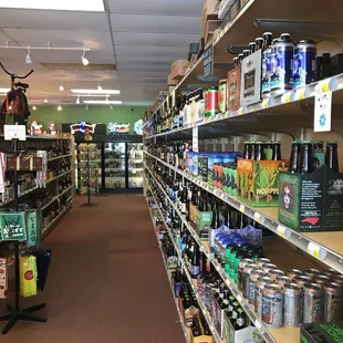 rows of shelves in a store