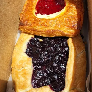 Blueberry galette and Strawberry Danish