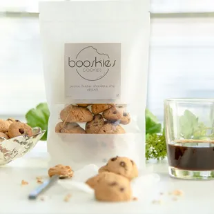 Peanut Butter Chocolate Chip cookie from Booskies Cookies. Indulgent and lots of protein!