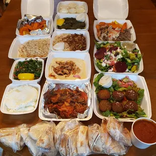 a table full of food