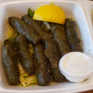 Lamb grape leaves - my favorite item in our order
