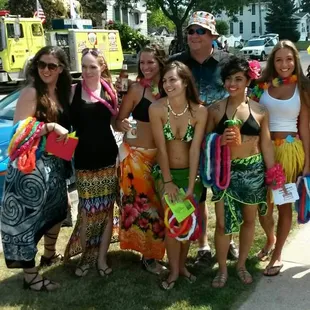 a group of people dressed up