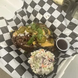 Omg this was amazing and the slaw was amazing absolutely the best and was very creamy! Brisket was absolutely the best.