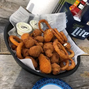 a bowl of fried onion rings