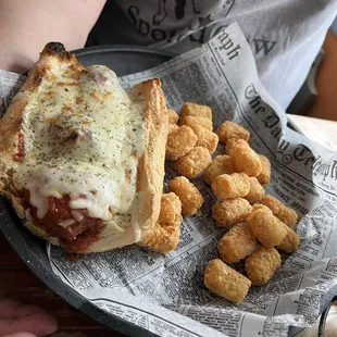 Meatball Sandwich with Tots