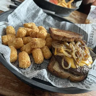 Patty Melt with Tots