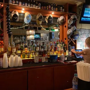 a woman at the bar