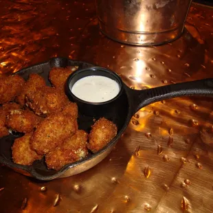 Deep fried mushrooms - nice presentation!