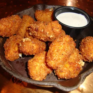 Deep fried mushrooms, close-up.