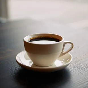 a cup of coffee on a saucer