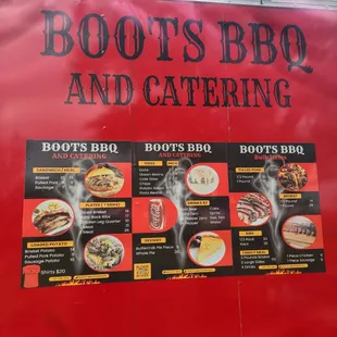 the menu of the food truck