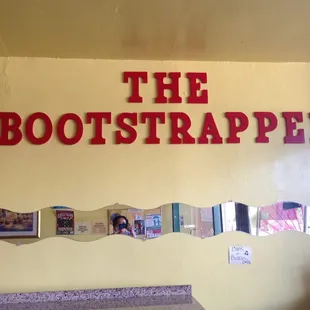 the sign above the counter