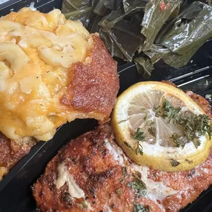 Salmon, Mac &amp; cheese and greens