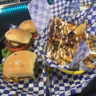 Sliders and loaded fries