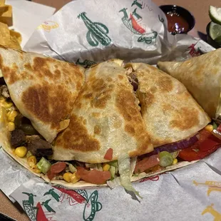 This was the steak quesadilla with add ons. This was so flavorful and packed! No complaints!