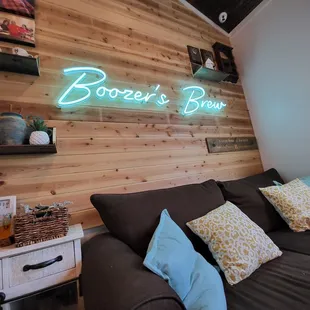 a couch with pillows